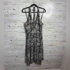 Donna Ricco Y2K halter zebra print dress size 14 NWT